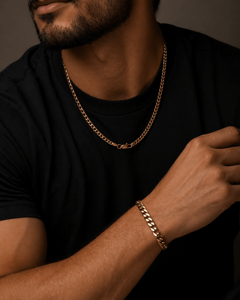 Collar + Pulsera Cubana Oro Laminado 18K - ROKKA JOYERIA