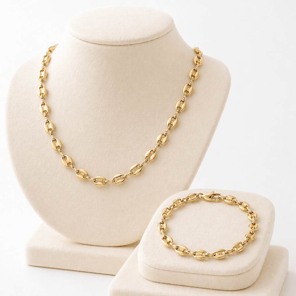 Collar + Pulsera Ancla Oro Laminado 18K - ROKKA JOYERIA