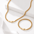 Collar + Pulsera Cubana Oro Laminado 18K - ROKKA JOYERIA