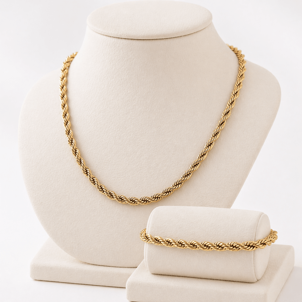 Collar + Pulsera Lazo Oro Laminado 18K - ROKKA JOYERIA