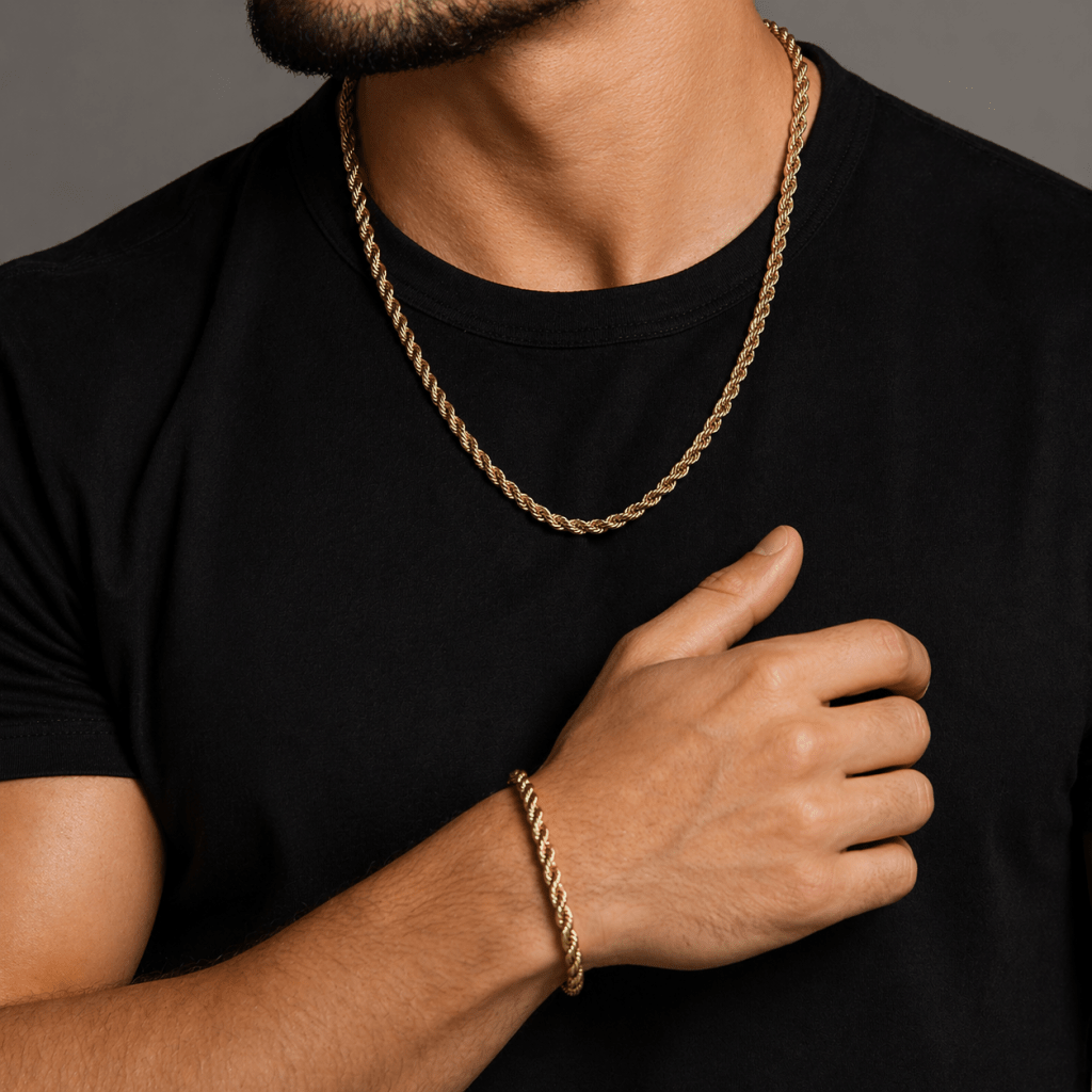 Cadena Lazo Hombre — Oro Laminado 18K - ROKKA JOYERIA
