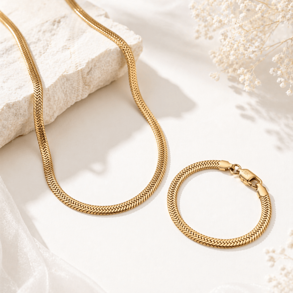 Collar + Pulsera Egipcia Oro Laminado 18K - ROKKA JOYERIA