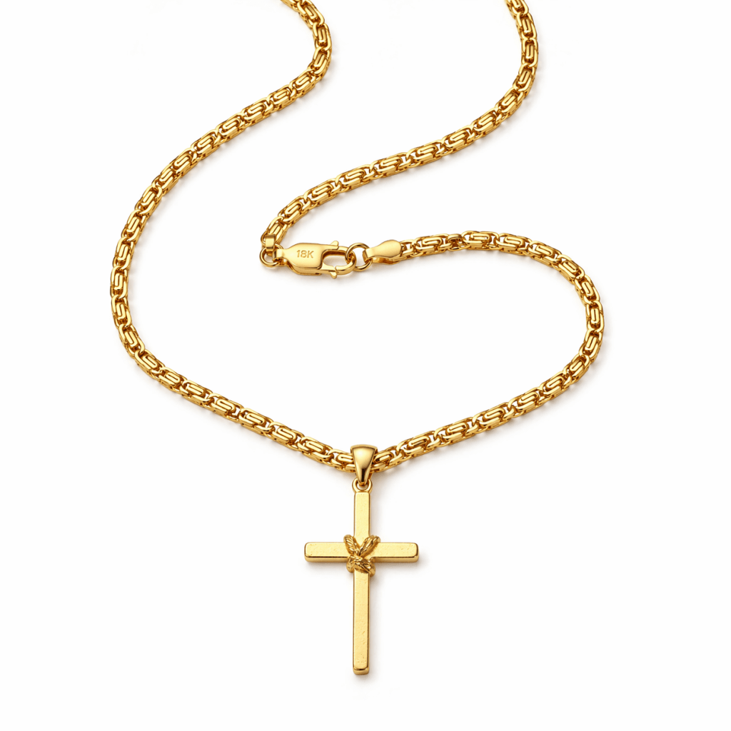 Cadena Clip + Dije Cruz — Oro Laminado 18K - ROKKA JOYERIA