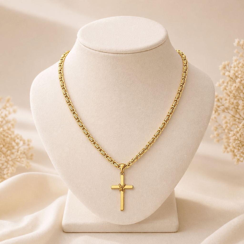 Cadena Clip + Dije Cruz — Oro Laminado 18K - ROKKA JOYERIA