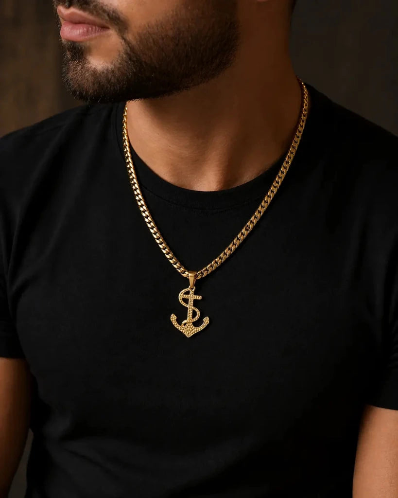 Cadena Serpiente+ Dije Ancla — Oro Laminado 18K - ROKKA JOYERIA